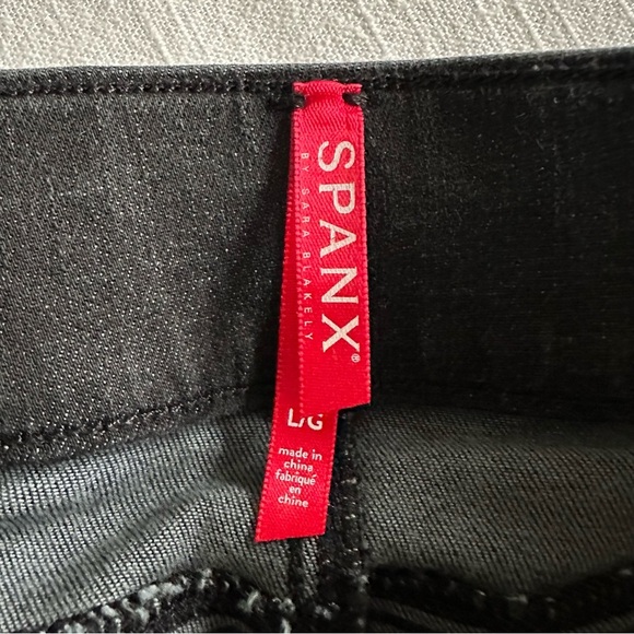 Spanx Jeans Womens Large Black Distressed Skinny High Rise Stretch Denim Pants - Picture 6 of 9
